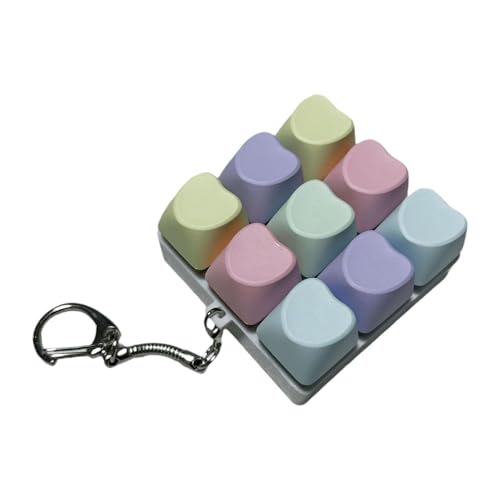 Qectial 9 Tasten Schlüsselanhänger, Knopf Finger Spielzeug, Tragbare, Vielseitige Knopf Zappelgeschenke, Regenbogen Qectial 9 Tasten Schlüsselanhänger, Knopf Finger Spielzeug, Tragbare, Vielseitige Knopf Zappelgeschenke, Regenbogen von Qectial