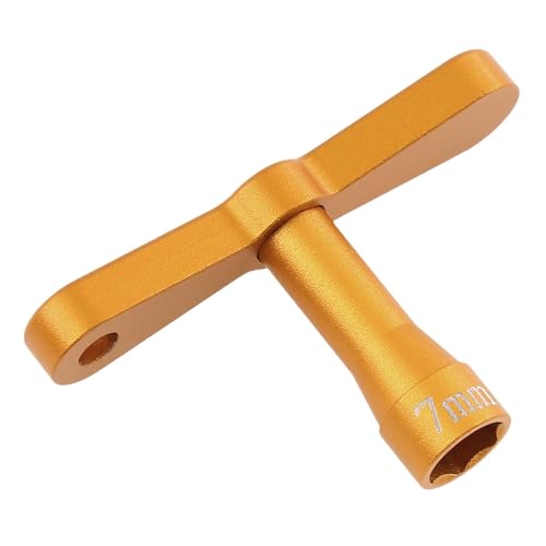 Qectial RC Auto Radmutternschlüssel, 7 Mm, Metallzubehör, Mehrzweck, für Die Wartung von RC Autoreifenfelgen, Robustes Installationswerkzeug, Gelb von Qectial