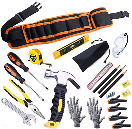 Kinder-Werkzeug-Set, Junge Bauarbeiter, Kindergröße, echter Handwerkzeug,25-teilig, Hammer, Lernwerkzeug, Gürtel, Taille, Junior, Jungen, Teenager, Anfänger, Holzbearbeitung, BAU, Reparatur-Set Kinder-Werkzeug-Set, Junge Bauarbeiter, Kindergröße, echter Handwerkzeug,25-teilig, Hammer, Lernwerkzeug, Gürtel, Taille, Junior, Jungen, Teenager, Anfänger, Holzbearbeitung, BAU, Reparatur-Set von QeeHeng