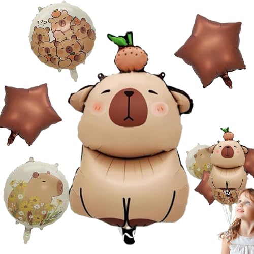 5 Stück Capybara Geburtstag Luftballons,Capybara Geburtstag Party Dekorationen Capybara Folienballons Cartoon Animal Balloon Set,Capybara Anime Thema KinderpartyCapybara Deko(A) von Qeioauek