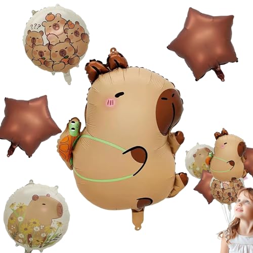 5 Stück Capybara Geburtstag Luftballons,Capybara Geburtstag Party Dekorationen Capybara Folienballons Cartoon Animal Balloon Set,Capybara Anime Thema KinderpartyCapybara Deko (B) von Qeioauek