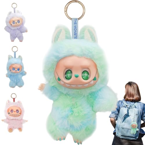 Qeioauek Labubu Popmart Monster Keychain,Labubu Plush Keychain,Labubu Plüsch Schlüsselanhänger, Labubu Plüsch Anhänger, Labubu Kuscheltier, Geschenke für Jungen und Mädchen(Grün) von Qeioauek