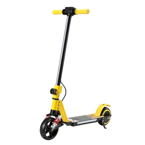 Qekud S5 E-Scooter Kinder, Faltbarer Elektroroller mit LED-Beleuchtung, 6,5" Geländereifen, bis zu 14 Km/h, für 6-14 Jahre, Gelb von Qekud