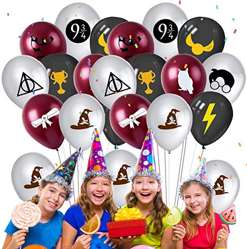 Qemsele Geburtstag Luftballons für Kinder, 50pcs Karikatur Konfetti Luftballons 12 zoll Latex Ballons mit Bändern Geburtstag Party Dekoration Karneval, Kindergeburtstag (Harry Potter) von Qemsele