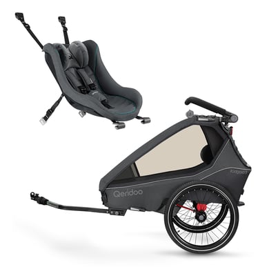 Qeridoo® Kinderfahrradanhänger Kidgoo 1 Steel Grey mit Babyschale dunkelgrau 2023 von Qeridoo