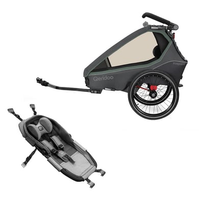 Qeridoo® Kinderfahrradanhänger Kidgoo1 Ivy Green Kollektion 2023 inklusive Hängematte Plus von Qeridoo