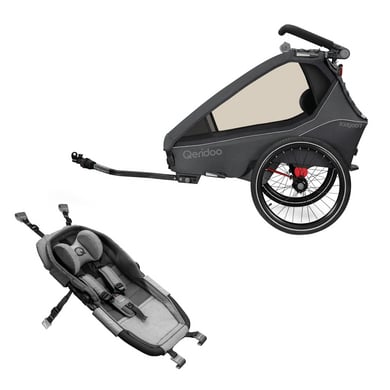 Qeridoo® Kinderfahrradanhänger Kidgoo1 Steel Grey Kollektion 2023 inklusive Hängematte Plus von Qeridoo