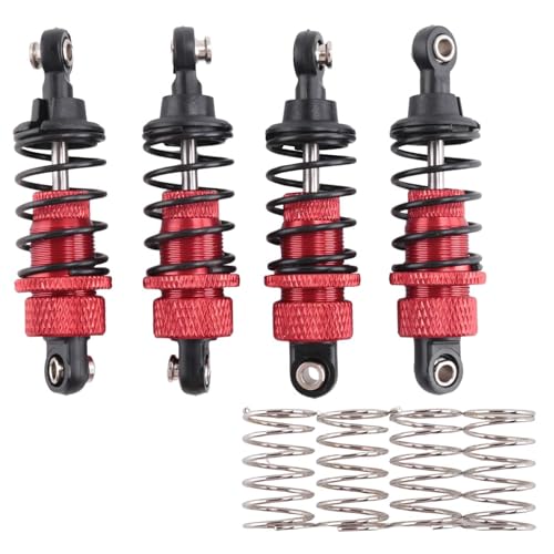 Qerwsdty 4 StüCk RC Autos Aluminium Stoß DäMpfer Vorne & Hinten DäMpfer FüR TT-01 TT01 /TT02 M5 M6 1/10 RC Upgrade Teile Rot von Qerwsdty