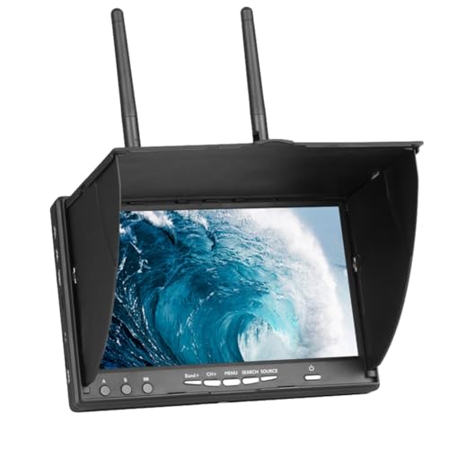 Qerwsdty 5,8 G FPV-Monitor, 7-Monitor, LCD-Bildschirm 800 X 480, 40 Kanäle, Integrierter Dual-Receiver für RC FPV Drone Quadcopter, Einfache Installation, Einfach zu Bedienen, EU-Stecker Qerwsdty 5,8 G FPV-Monitor, 7-Monitor, LCD-Bildschirm 800 X 480, 40 Kanäle, Integrierter Dual-Receiver für RC FPV Drone Quadcopter, Einfache Installation, Einfach zu Bedienen, EU-Stecker von Qerwsdty