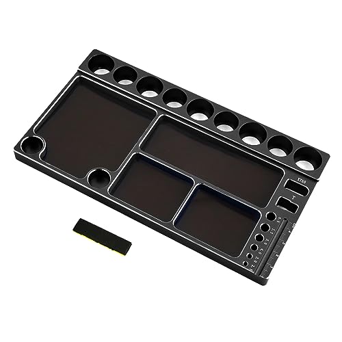 Qerwsdty Reparaturwerkzeug-Aufbewahrungsplatte für 1/8 1/10 1/12 Modell Klettern Autozubehör Legierung Schraubendreherablage Schwarz von Qerwsdty