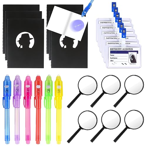 Qetlavee 32stk Detektiv Set Kinder, Mitgebsel Kindergeburtstag Zauberstifte, UV Stift&Notizbuch&Lupen Spielzeug&Ausweise, Geschenke zur Einschulung Qetlavee 32stk Detektiv Set Kinder, Mitgebsel Kindergeburtstag Zauberstifte, UV Stift&Notizbuch&Lupen Spielzeug&Ausweise, Geschenke zur Einschulung von Qetlavee