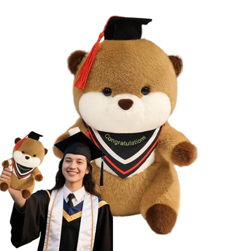 Qfdiwr Abschlussgefüllter Tier, Abschlussplüsch | Süße weiche Raumdekoration - Graduation Plüsch Tierpuppe mit und Diplom für Zimmerdekoration Geburtstag Valentinstag Weihnachtsfeier von Qfdiwr