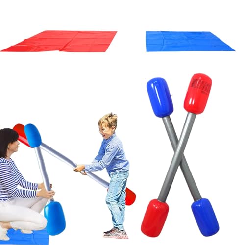 Qfdiwr Aufblasbares Gladiator Spiel Set - Aufblasbares Gladiator Kampfduell Set Mit 2 Aufblasbaren Schlagstöcken & 2 Kampfmatten, Inflatable Gladiator Game Set, Aufblasbare Spielrequisiten von Qfdiwr