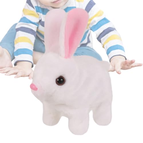 Qfdiwr Ausgestopfter Kaninchenplüsch, elektrischer Kaninchen, Elektrisches Haustier kleines Hasen gefülltes Tier, Frühe pädagogische interaktive Kinderspielzeug, springen zuckende Haustierhasen für von Qfdiwr
