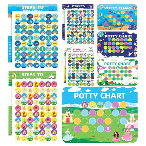 Qfdiwr Belohnungstabelle für Sauberkeit, Belohnungstabelle für das Lernen der Sauberkeit für Mädchen, 4-teilig, pädagogisches Werkzeug für Kindergarten | Verfolgung der gesunden Gewohnheiten im von Qfdiwr