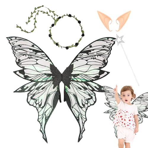 Qfdiwr Feenflügel für Erwachsene | Schmetterlings- und Engelsflügel-Kostüm für Frauen, Mädchen und Frauen | Kostümzubehör für Cosplay, Hochzeit, Geburtstag, Make-up-Abend, von Qfdiwr