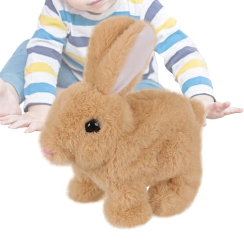 Qfdiwr Kaninchen -Pretend -Spielzeug, Kaninchenplüschspielzeug,Kleines Hasen gefülltes Plüschtier - Frühe pädagogische interaktive Kinderspielzeug, springen zuckende Haustierhasen für Kinder von Qfdiwr