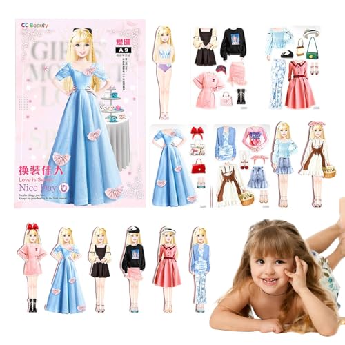 Qfdiwr Magnetische Papierpuppen, magnetische Anziehpuppen - So tun und Spielen Sie EIN Reisespielset-Spielzeug - Prinzessin-Anziehpuppe aus Papier, leicht zu greifen, Geschenk für Kinder, Mädchen im von Qfdiwr