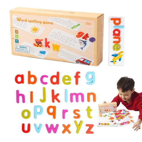 Qfdiwr Puzzle zum Lesen des Alphabets, Rechtschreibungsspiel aus Holz, Rechtschreibungsspiel der Buchstaben des Alphabets, Buchstabenerkennungsspiel von Qfdiwr