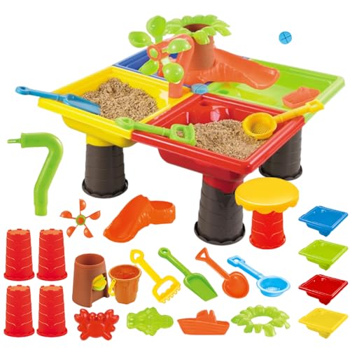 Qfdiwr Sandtisch | Wasser Und Sand Spieltisch Für Kinder | Spielzeug Set Für Draußen Garten Pool Camping Picknick Sommerfest Badespaß von Qfdiwr
