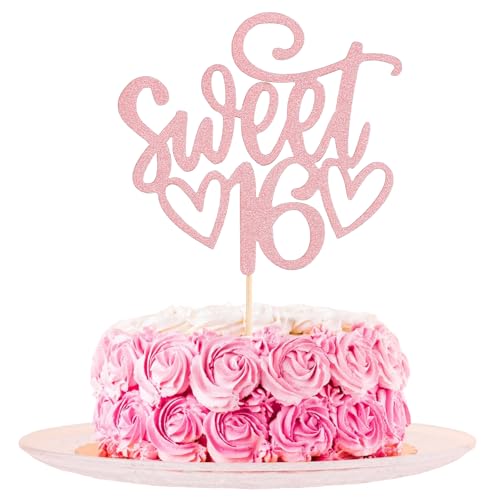 1 Stück 16 Cake Topper Happy Sweet Teenager Geburtstagsdeko Teenager Party Glitzernder bis Jahre Party Kuchen Dekoendeko für 16. Geburtstag Junge Mädchen (Roségold) von QfwdfcTrenz