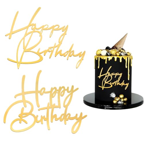 2 Stück Happy Birthday Tortendeko Gold Acryl Cake Topper Glitter Geburtstag Happy Birthday Goldfarbener Kuchen Deko für Geburtstagsparty Party Kuchen Desserts 2 Stück Happy Birthday Tortendeko Gold Acryl Cake Topper Glitter Geburtstag Happy Birthday Goldfarbener Kuchen Deko für Geburtstagsparty Party Kuchen Desserts von QfwdfcTrenz