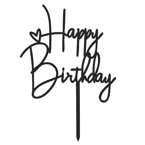 2 Stück Schwarz Happy Birthday Tortendeko aus Acryl Acryl Tortendeko Geburtstag Happy Birthday Cake Topper für Mädchen Jungen Frauen Mann von QfwdfcTrenz