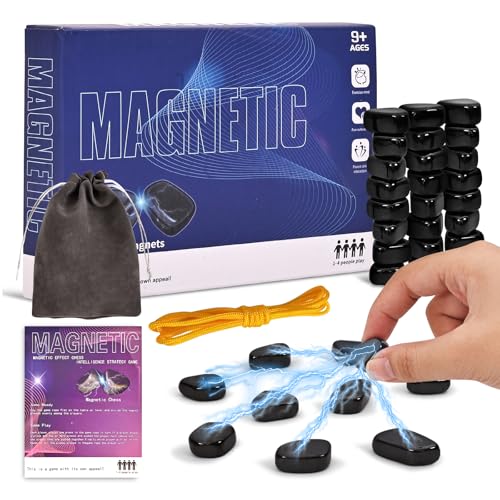 Magnetisches Schachspiel, Magnet Spiel, Magnetspiel Kinder,Reiseschach Magnetisch, 24 Stück Magnetsteine Spiel Brettspiel, Tragbares Magnet Schach Spielzeug für Familienreisen und Spielparty von Qhpbuy