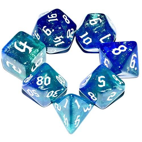 Galaxy-Würfel-Set, Dunkelblau, Cyan-Kristall, DND-Würfel-Set für Brettspiele Galaxy-Würfel-Set, Dunkelblau, Cyan-Kristall, DND-Würfel-Set für Brettspiele von QiAN SiMAi