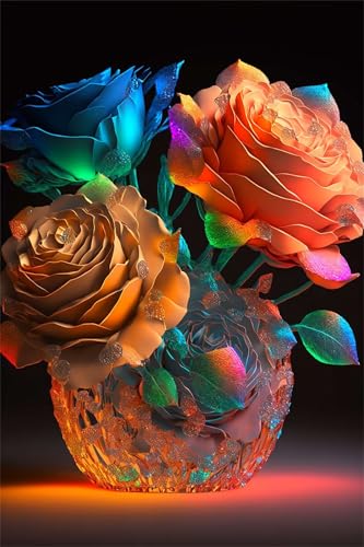 Klassische Puzzles, Puzzle für Erwachsene 1000 Teile, Blau Orange Rosen Farbenfrohes Puzzle für Erwachsene und Kinder 75 x 50 cm Puzzlespiele Geschenke für Frauen, Geschenke für Männer von QiHon