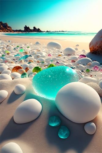 Klassische Puzzles, Puzzle für Erwachsene 120 Teile, Colorful Pebble Beach Farbenfrohes Puzzle für Erwachsene und Kinder 25 x 20 cm Puzzlespiele Geschenke für Frauen, Geschenke für Männer von QiHon