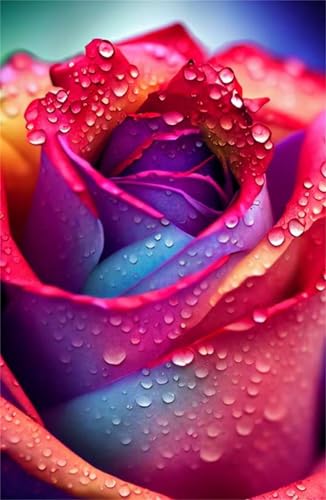 Klassische Puzzles, Puzzle für Erwachsene 120 Teile, Colorful Roses Rain Farbenfrohes Puzzle für Erwachsene und Kinder 25 x 20 cm Puzzlespiele Geschenke für Frauen, Geschenke für Männer von QiHon