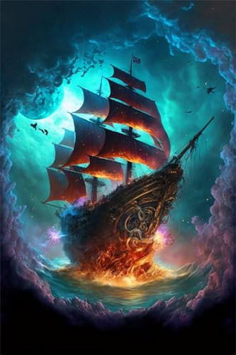 Klassische Puzzles, Puzzle für Erwachsene 120 Teile, Fantasy Sailing Farbenfrohes Puzzle für Erwachsene und Kinder 25 x 20 cm Puzzlespiele Geschenke für Frauen, Geschenke für Männer von QiHon