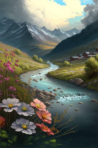 Klassische Puzzles, Puzzle für Erwachsene 120 Teile, Flower Creek Landscape Farbenfrohes Puzzle für Erwachsene und Kinder 25 x 20 cm Puzzlespiele Geschenke für Frauen, Geschenke für Männer von QiHon
