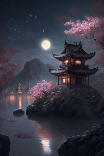 Klassische Puzzles, Puzzle für Erwachsene 120 Teile, Moon Landscape Tower Farbenfrohes Puzzle für Erwachsene und Kinder 25 x 20 cm Puzzlespiele Geschenke für Frauen, Geschenke für Männer von QiHon