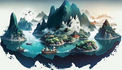 Klassische Puzzles, Puzzle für Erwachsene 120 Teile, Mountain River Boot Farbenfrohes Puzzle für Erwachsene und Kinder 25 x 20 cm Puzzlespiele Geschenke für Frauen, Geschenke für Männer von QiHon