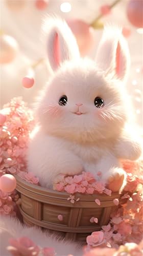 Klassische Puzzles, Puzzle für Erwachsene 120 Teile, Pink Flower Bunny Farbenfrohes Puzzle für Erwachsene und Kinder 25 x 20 cm Puzzlespiele Geschenke für Frauen, Geschenke für Männer von QiHon