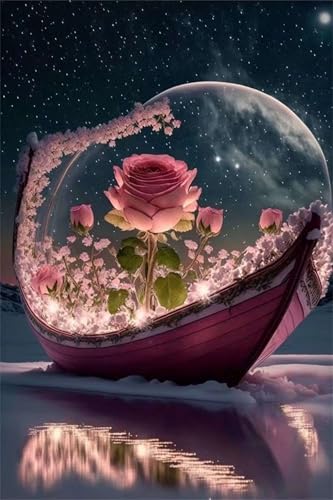 Klassische Puzzles, Puzzle für Erwachsene 120 Teile, Pink Rose Boat Farbenfrohes Puzzle für Erwachsene und Kinder 25 x 20 cm Puzzlespiele Geschenke für Frauen, Geschenke für Männer von QiHon