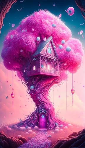 Klassische Puzzles, Puzzle für Erwachsene 120 Teile, Pink Treehouse Dream Farbenfrohes Puzzle für Erwachsene und Kinder 25 x 20 cm Puzzlespiele Geschenke für Frauen, Geschenke für Männer von QiHon
