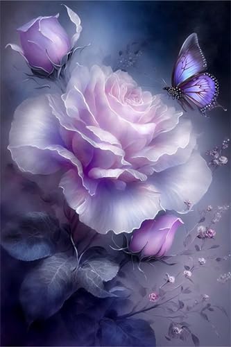 Klassische Puzzles, Puzzle für Erwachsene 120 Teile, Purple Rose Butterfly Farbenfrohes Puzzle für Erwachsene und Kinder 25 x 20 cm Puzzlespiele Geschenke für Frauen, Geschenke für Männer von QiHon