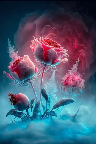 Klassische Puzzles, Puzzle für Erwachsene 120 Teile, Rauchige rote Rosen Farbenfrohes Puzzle für Erwachsene und Kinder 25 x 20 cm Puzzlespiele Geschenke für Frauen, Geschenke für Männer von QiHon