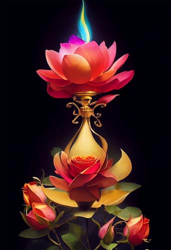 Klassische Puzzles, Puzzle für Erwachsene 120 Teile, Rote Rose Lotus Farbenfrohes Puzzle für Erwachsene und Kinder 25 x 20 cm Puzzlespiele Geschenke für Frauen, Geschenke für Männer von QiHon