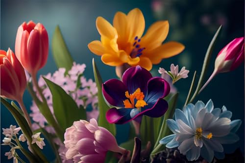 Klassische Puzzles, Puzzle für Erwachsene 120 Teile, Rote Tulpen Farbenfrohes Puzzle für Erwachsene und Kinder 25 x 20 cm Puzzlespiele Geschenke für Frauen, Geschenke für Männer von QiHon