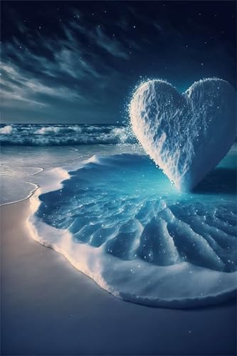 Klassische Puzzles, Puzzle für Erwachsene 200 Teile, Blue Beach Hearts Farbenfrohes Puzzle für Erwachsene und Kinder 35 x 25 cm Puzzlespiele Geschenke für Frauen, Geschenke für Männer von QiHon