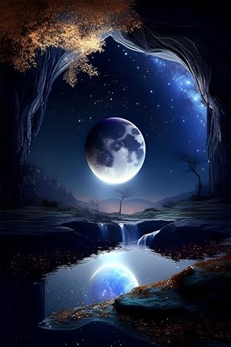 Klassische Puzzles, Puzzle für Erwachsene 2000 Teile, Blue Starry Moon Farbenfrohes Puzzle für Erwachsene und Kinder 100 x 70 cm Puzzlespiele Geschenke für Frauen, Geschenke für Männer von QiHon