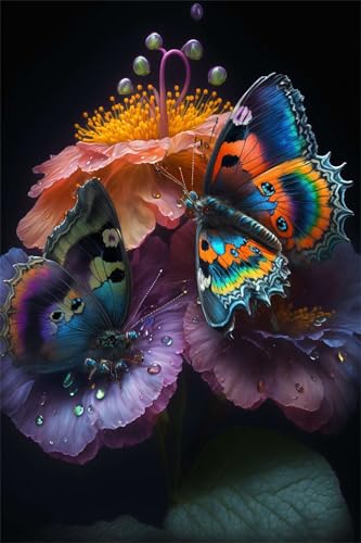 Klassische Puzzles, Puzzle für Erwachsene 2000 Teile, Butterfly Orange Flowers Farbenfrohes Puzzle für Erwachsene und Kinder 100 x 70 cm Puzzlespiele Geschenke für Frauen, Geschenke für Männer von QiHon
