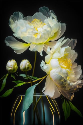 Klassische Puzzles, Puzzle für Erwachsene 2000 Teile, Peony White Yellow Farbenfrohes Puzzle für Erwachsene und Kinder 100 x 70 cm Puzzlespiele Geschenke für Frauen, Geschenke für Männer von QiHon