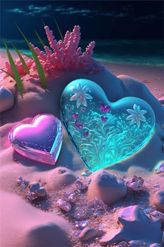 Klassische Puzzles, Puzzle für Erwachsene 2000 Teile, Pink Beach Heart Farbenfrohes Puzzle für Erwachsene und Kinder 100 x 70 cm Puzzlespiele Geschenke für Frauen, Geschenke für Männer von QiHon
