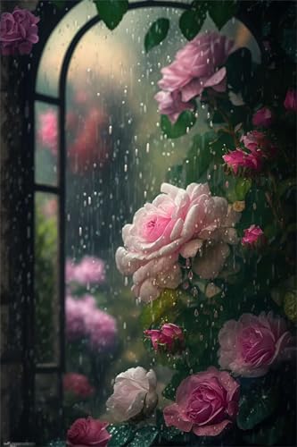 Klassische Puzzles, Puzzle für Erwachsene 2000 Teile, Rainy Roses Farbenfrohes Puzzle für Erwachsene und Kinder 100 x 70 cm Puzzlespiele Geschenke für Frauen, Geschenke für Männer von QiHon