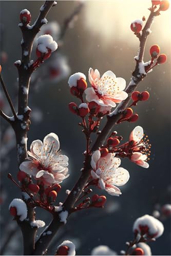Klassische Puzzles, Puzzle für Erwachsene 2000 Teile, Red Plum Snow Farbenfrohes Puzzle für Erwachsene und Kinder 100 x 70 cm Puzzlespiele Geschenke für Frauen, Geschenke für Männer von QiHon